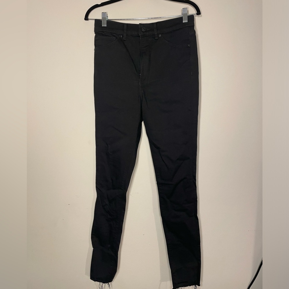 Express Black Raw Hem Skinny Jean